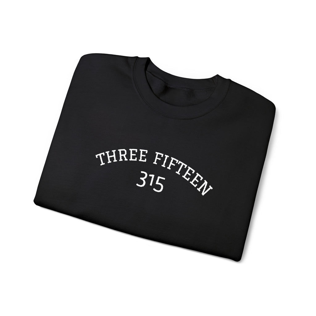 15 - Minimal '315' Embroidered Logo Crewneck Sweatshirt — White Casual Pullover