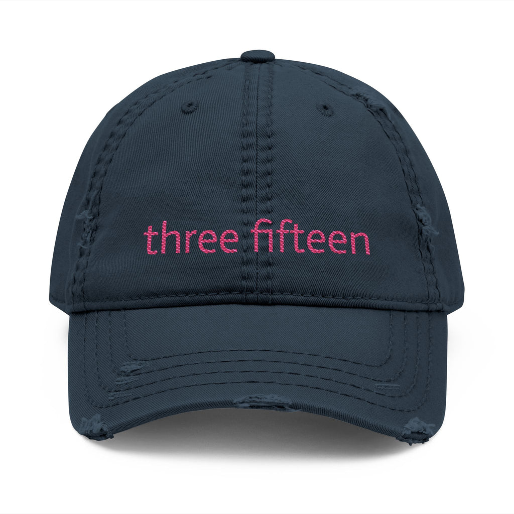 3 - Hat Distressed Embroidered Three Fifteen Dad Hat - Casual Chic Accessory