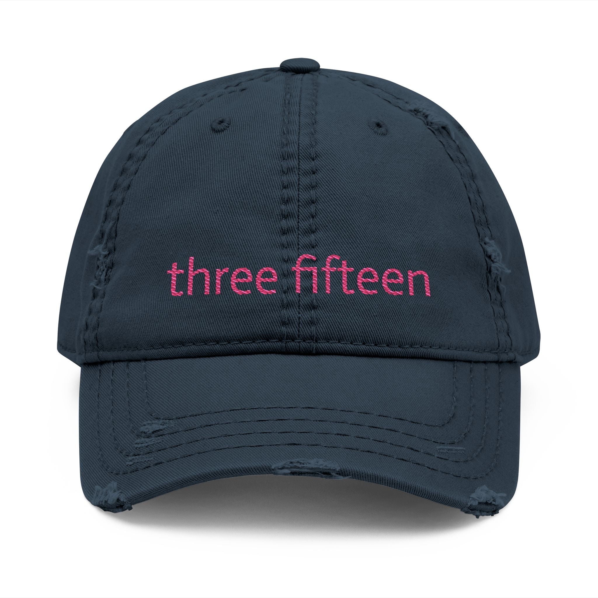 3 - Hat Distressed Embroidered Three Fifteen Dad Hat - Casual Chic Accessory