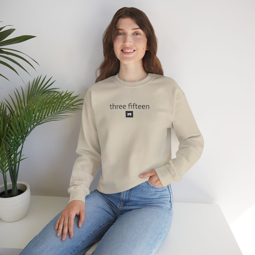 15 - Embroidered Square 315 Crewneck Sweatshirt — minimalist "three fifteen" logo pullover