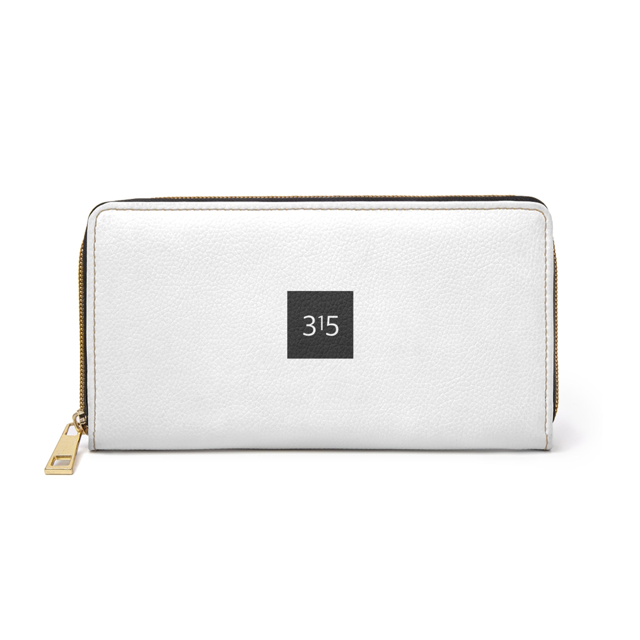 315 - Zipper Wallet — Minimal Black Wallet with '315' Mirrored Script