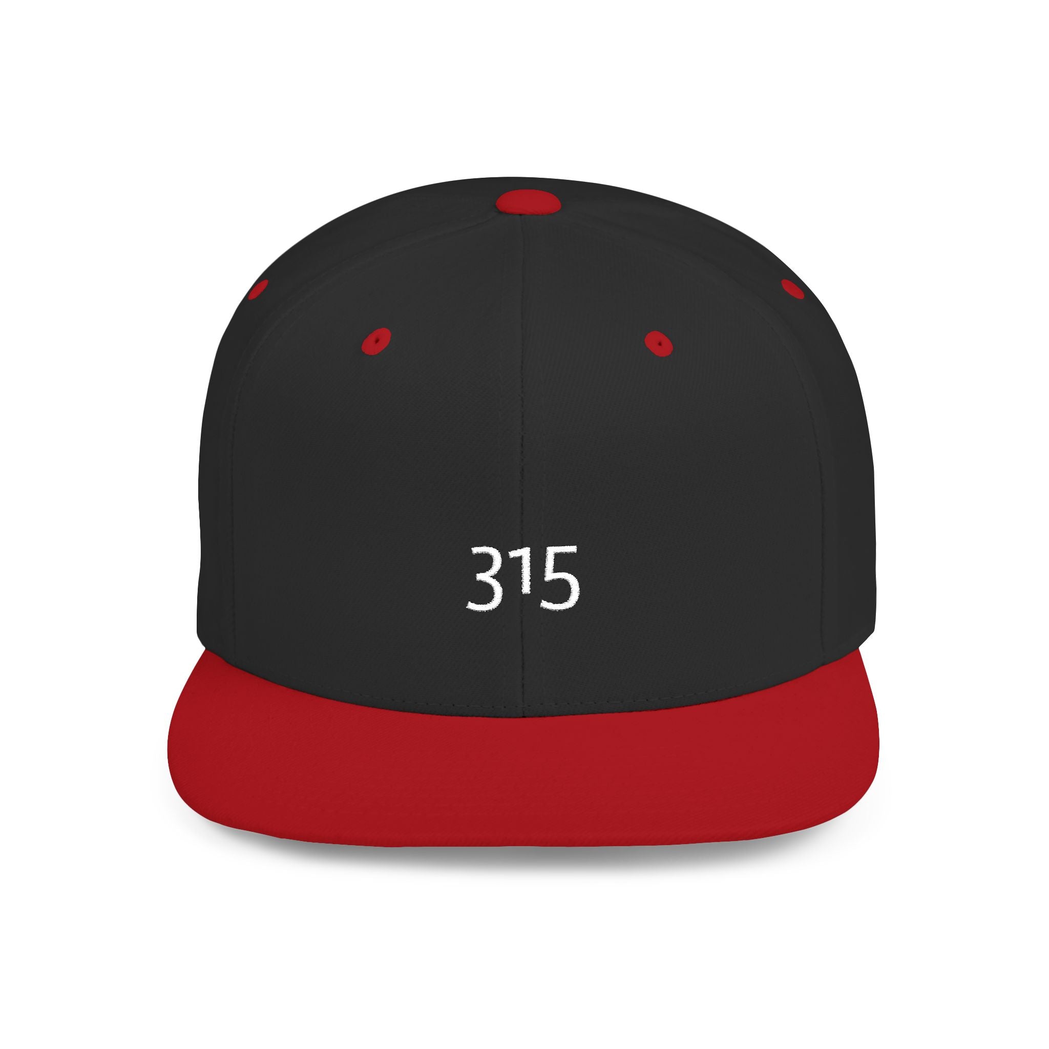Custom White Flat Bill Snapback Hat with 315 Design