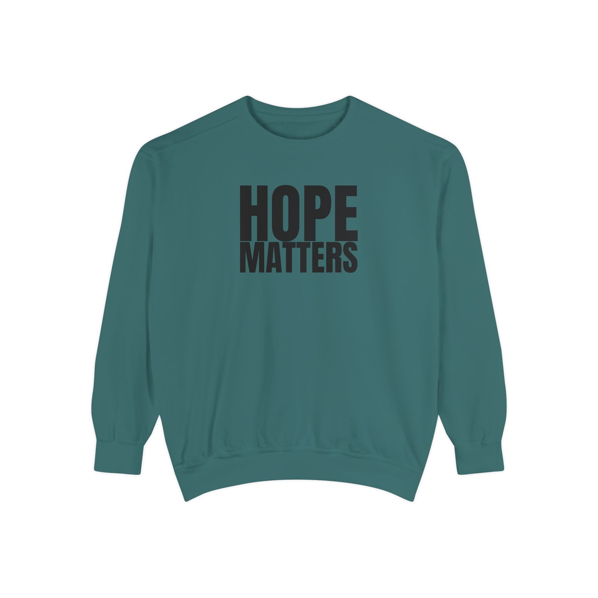 Multi Color Hope Matters Embroidered Minimalist Logo Sweatshirt — White Crewneck Casual Pullover