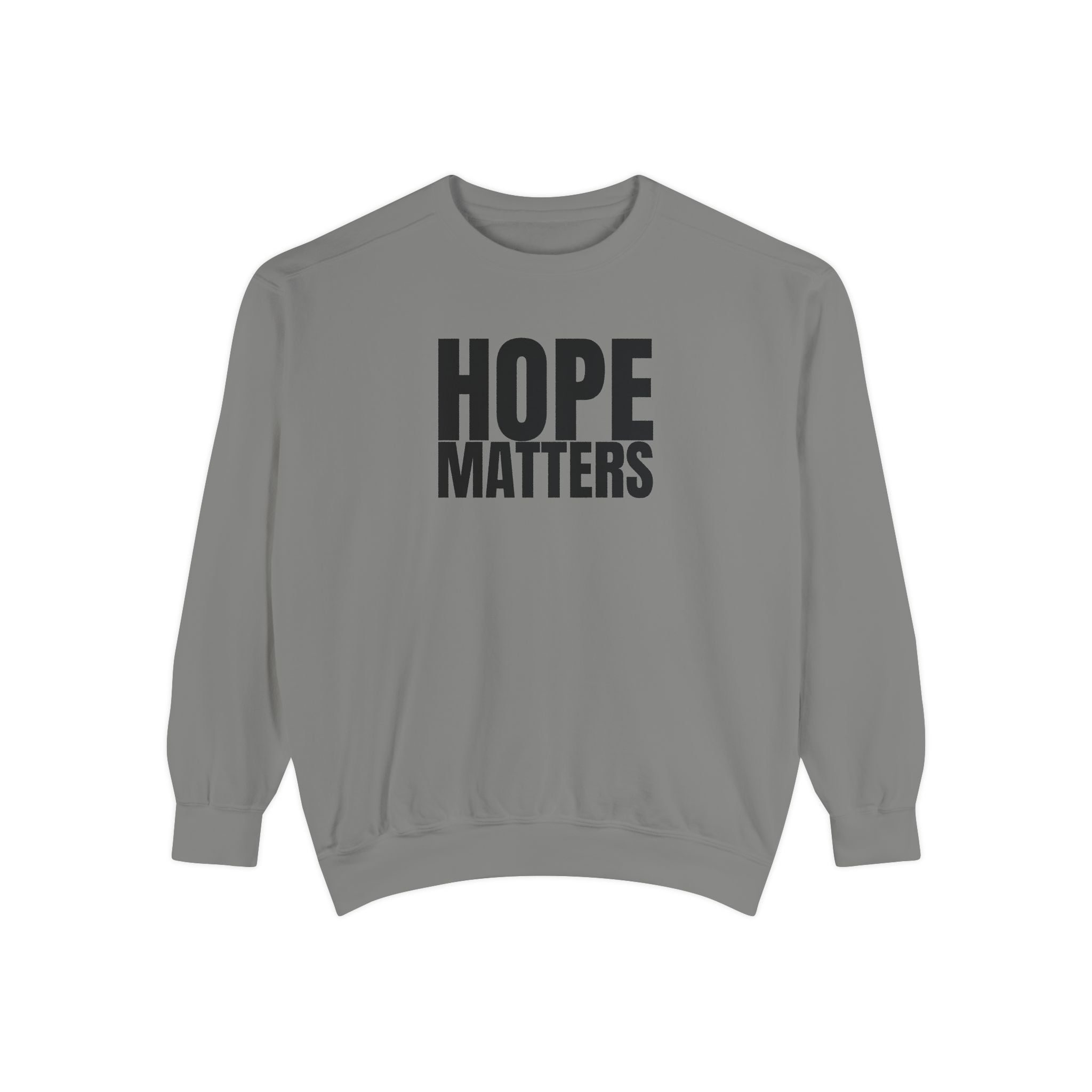 Multi Color Hope Matters Embroidered Minimalist Logo Sweatshirt — White Crewneck Casual Pullover