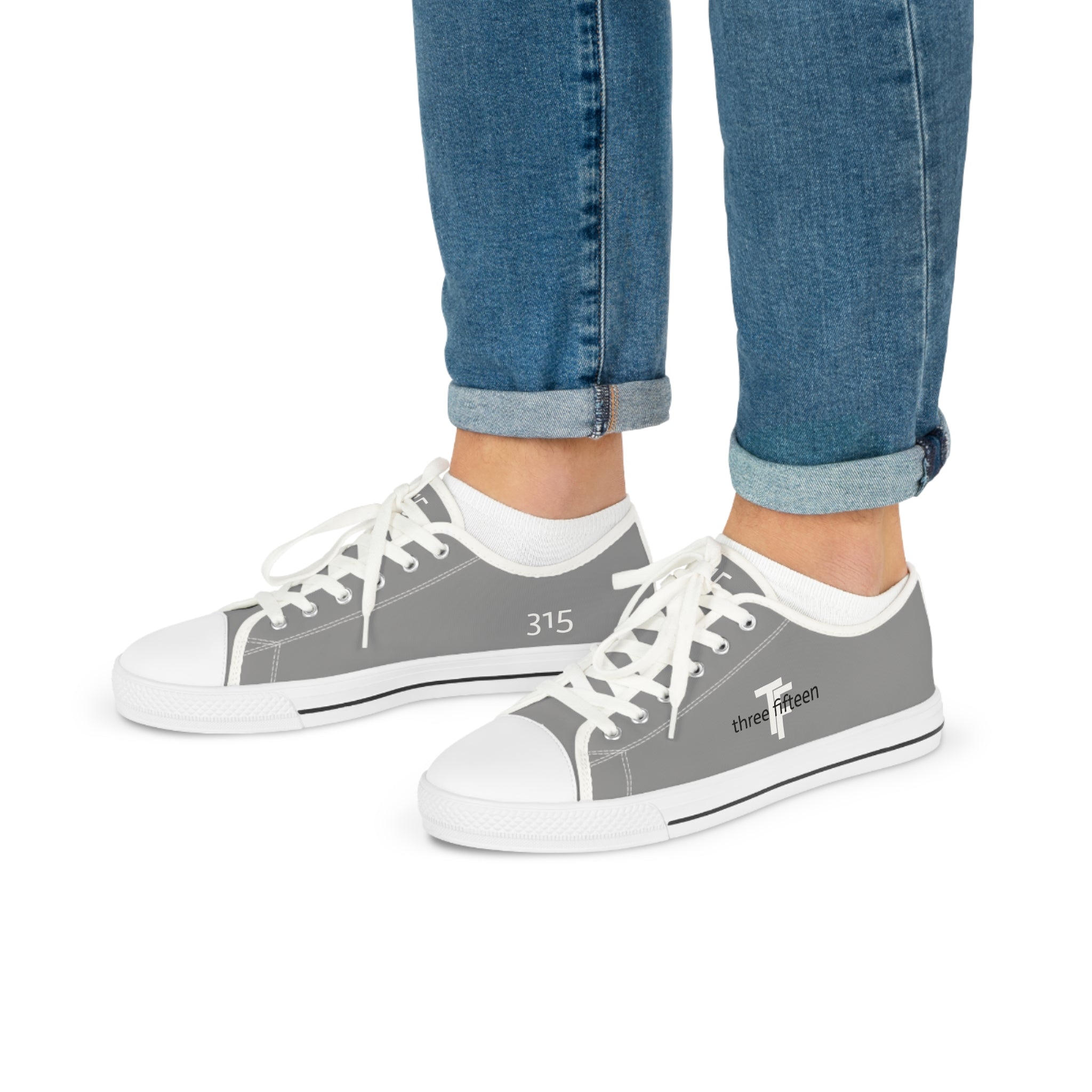 31 - Men's Low Top Sneakers TF — Minimal Grey Canvas Shoes with '315' Side Graphic