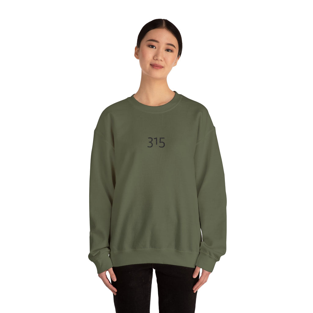 Minimal '315' Logo Crewneck Sweatshirt — White Casual Pullover