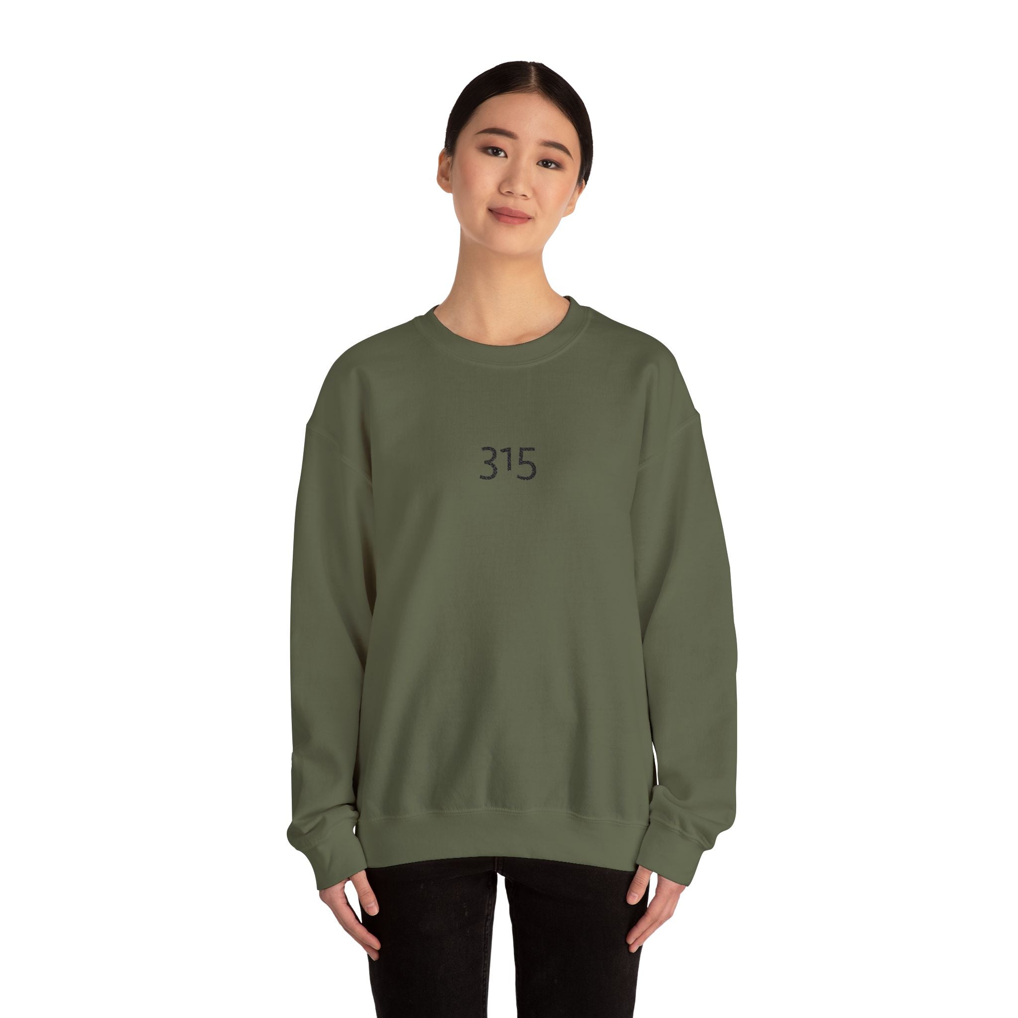 Minimal '315' Logo Crewneck Sweatshirt — White Casual Pullover