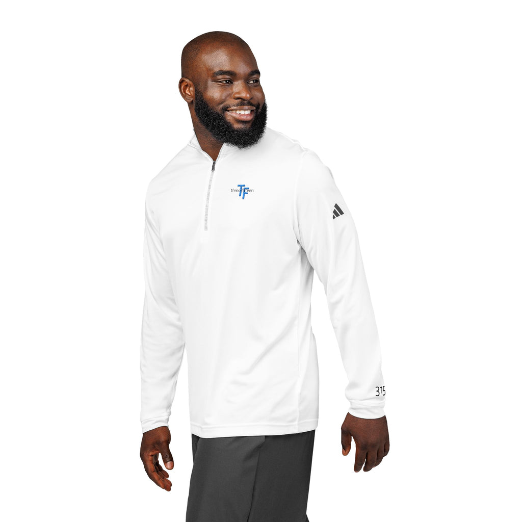 17 - Embroidered Adidas Quarter-Zip Pullover – White adidas® Performance Top