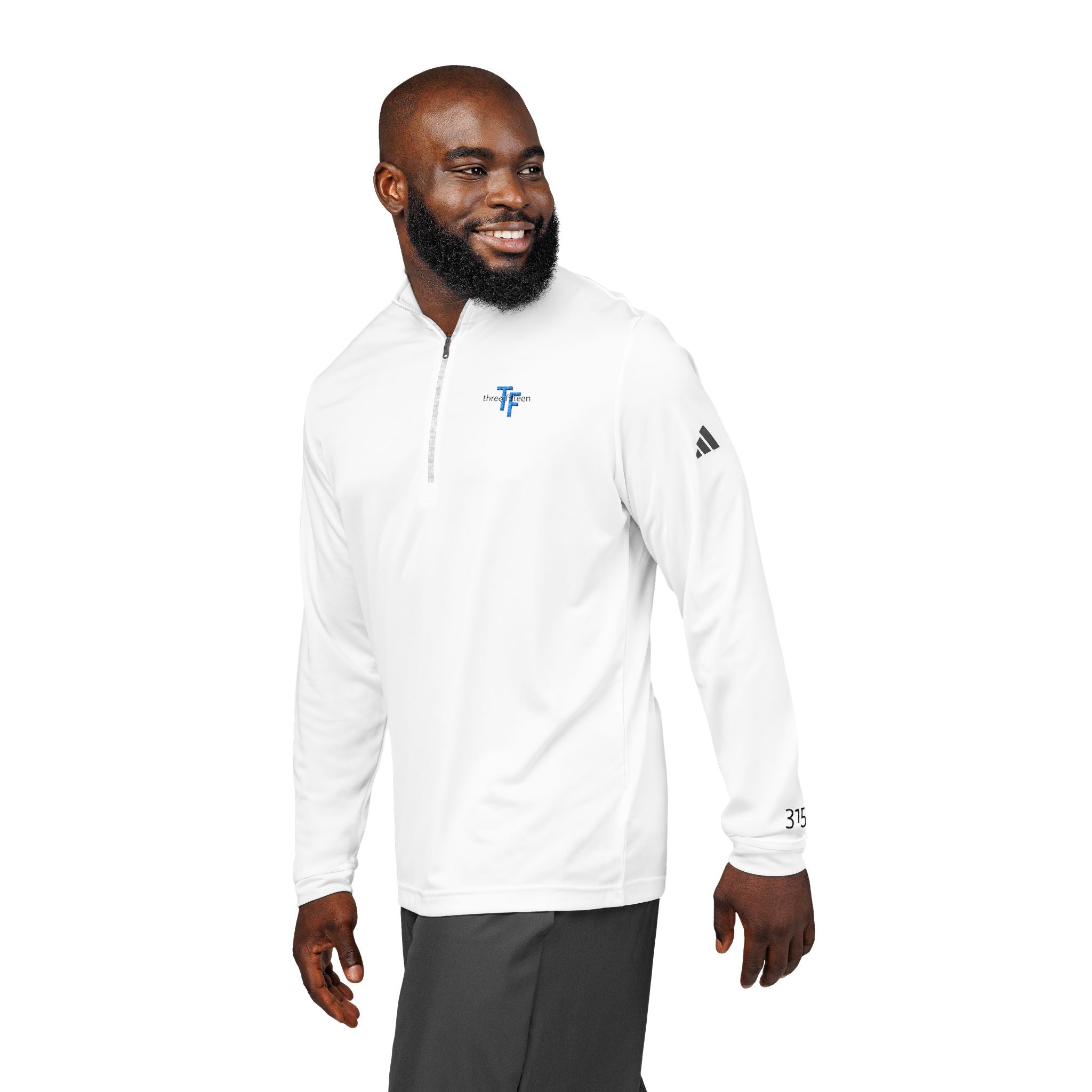17 - Embroidered Adidas Quarter-Zip Pullover – White adidas® Performance Top