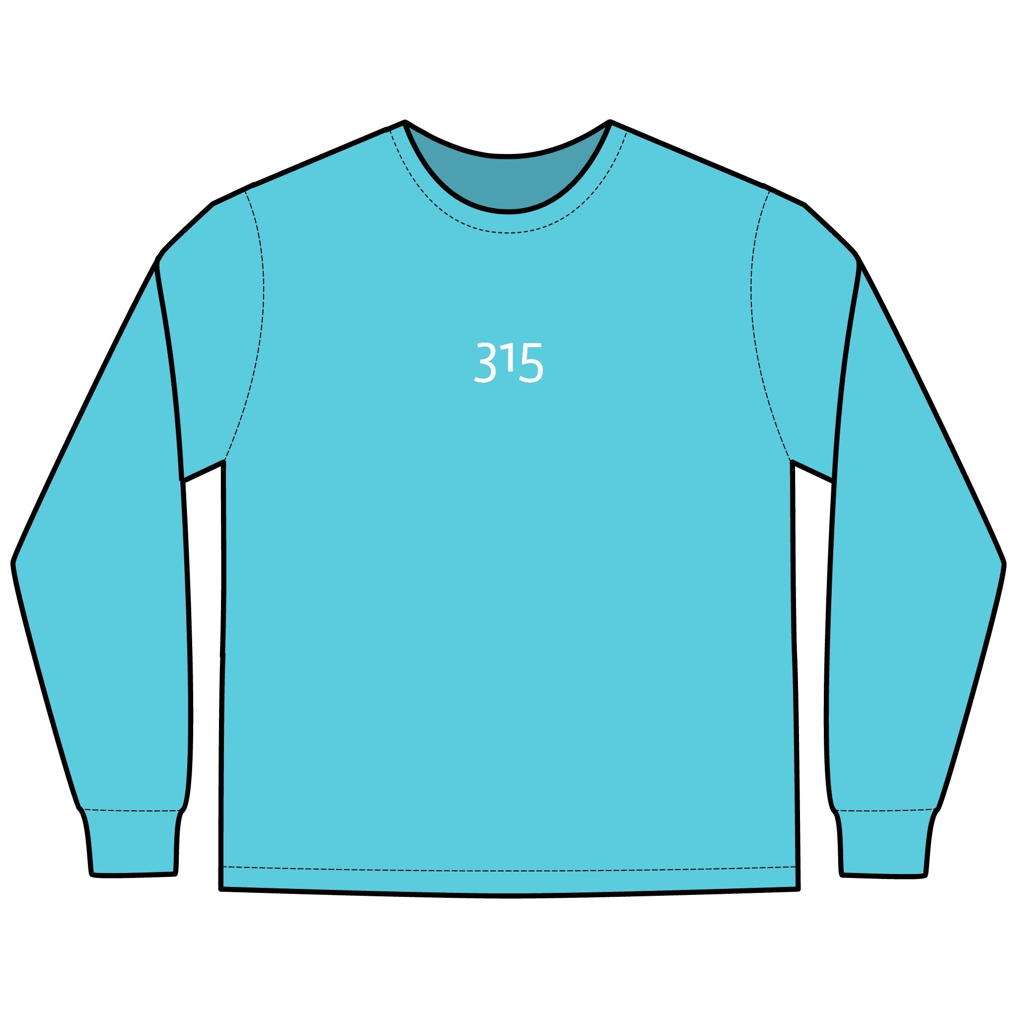 Multi Color Hanes Garment-Dyed Long Sleeve T-Shirt with 315 Print