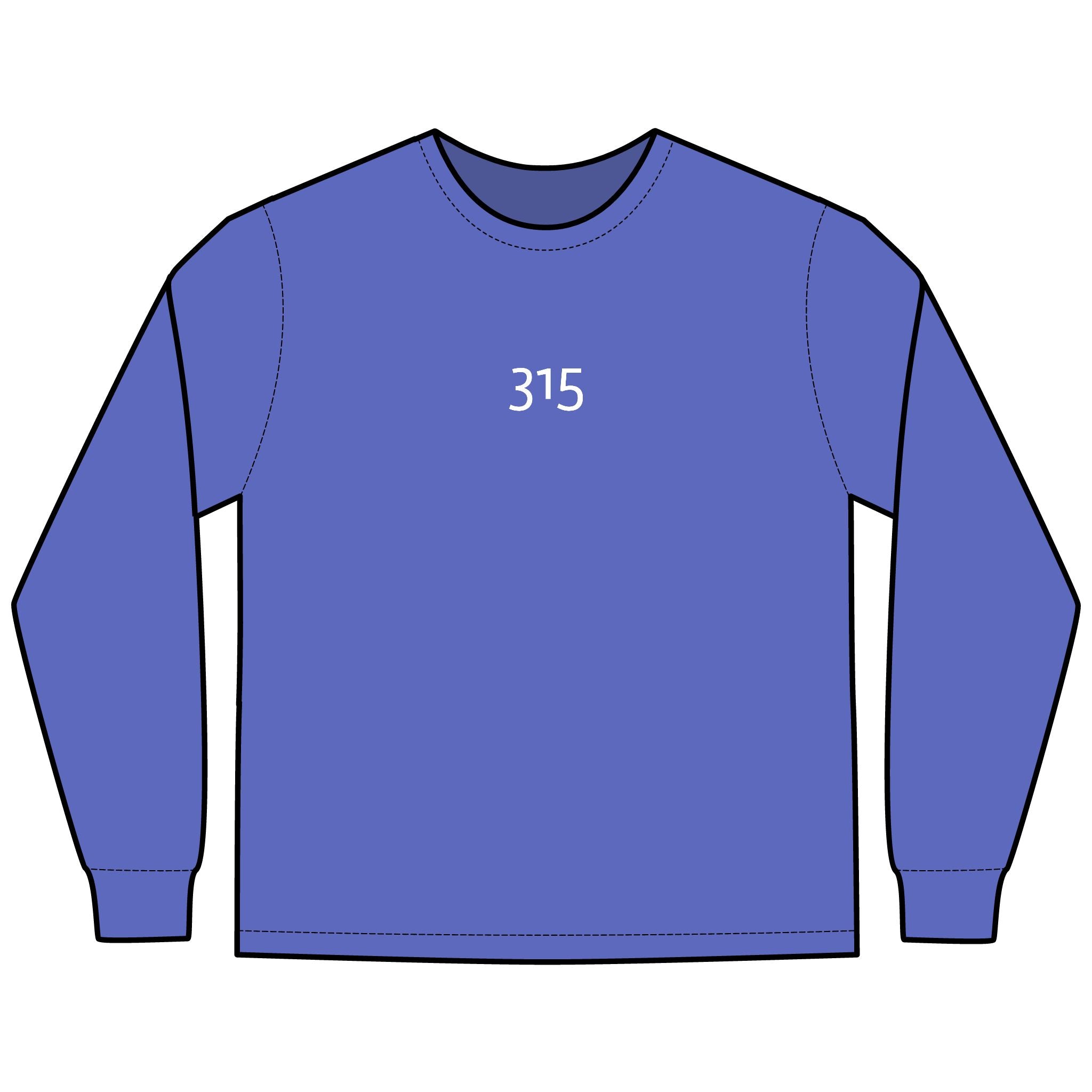 Multi Color Hanes Garment-Dyed Long Sleeve T-Shirt with 315 Print