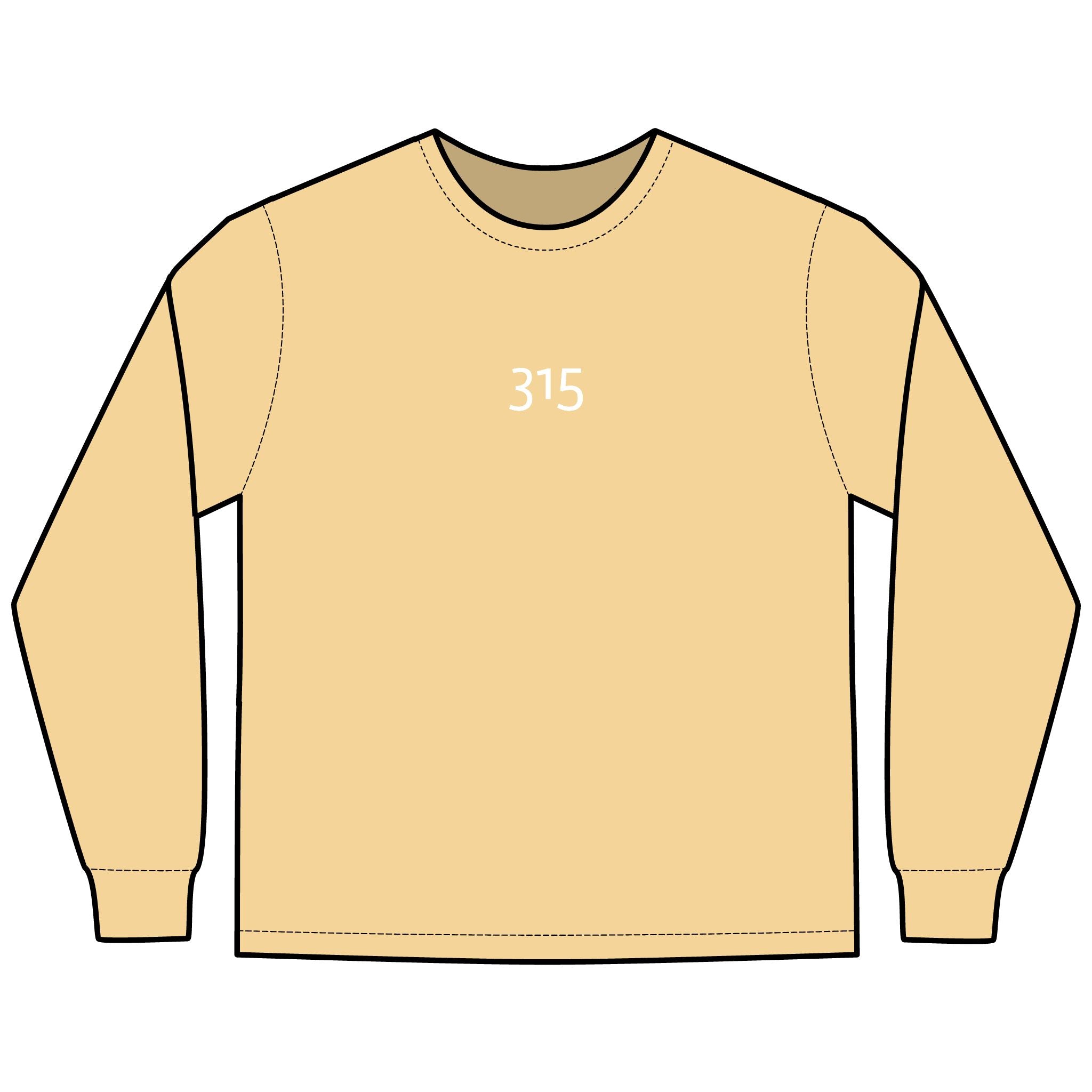 Multi Color Hanes Garment-Dyed Long Sleeve T-Shirt with 315 Print