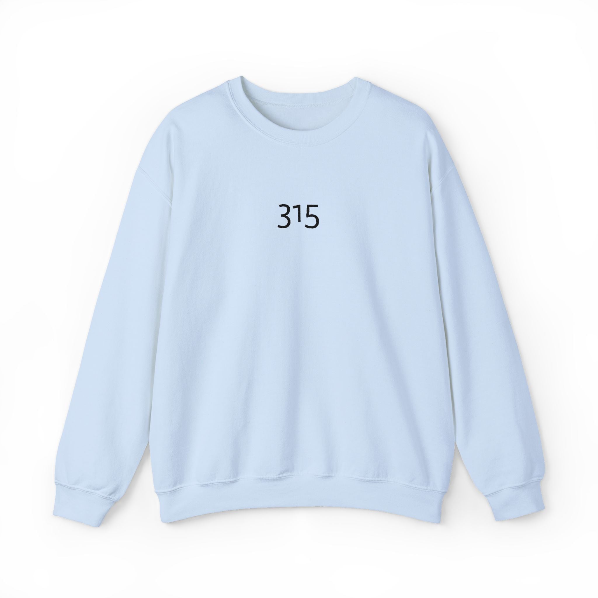 Minimal '315' Logo Crewneck Sweatshirt — White Casual Pullover