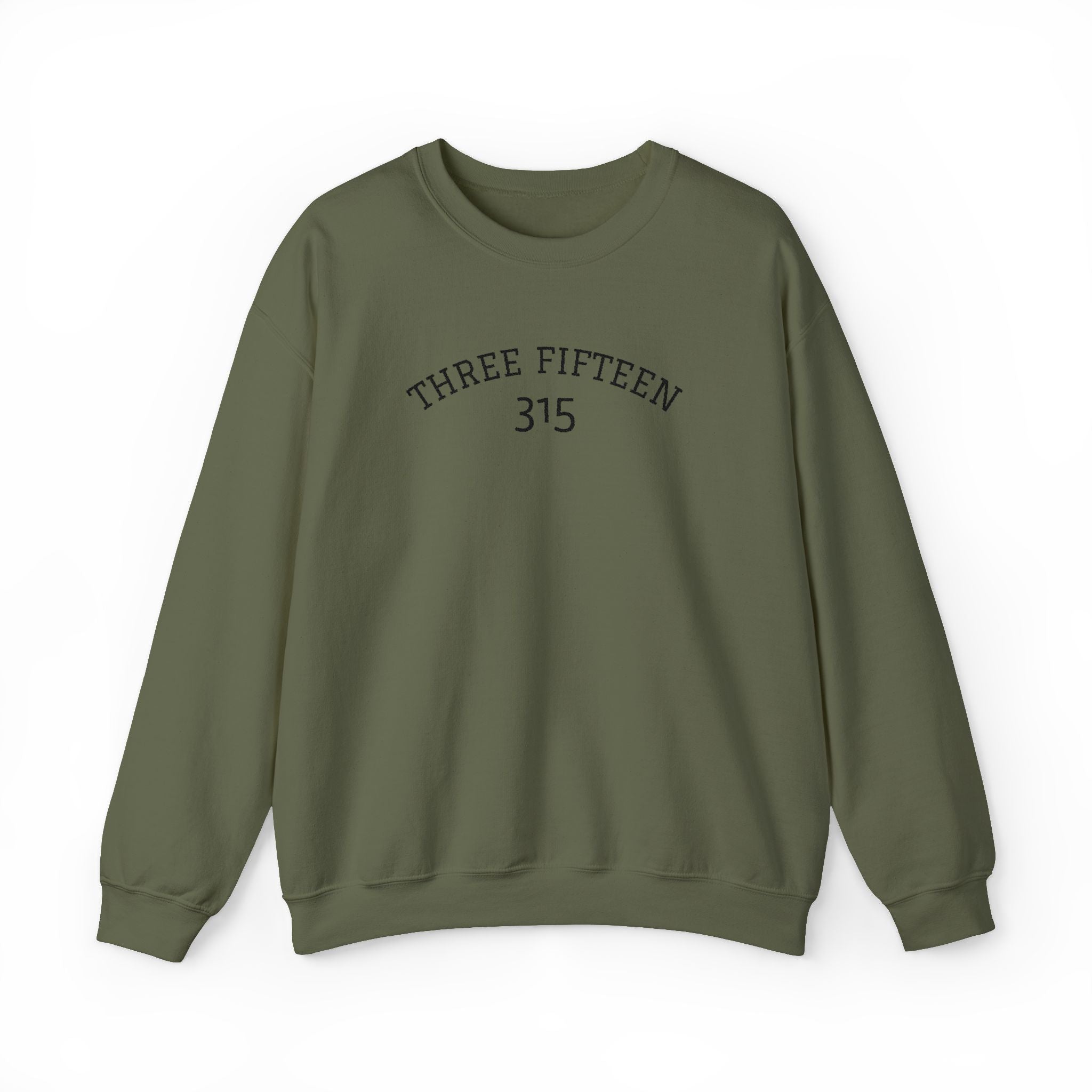 15 - Minimal '315' Embroidered Logo Crewneck Sweatshirt — White Casual Pullover
