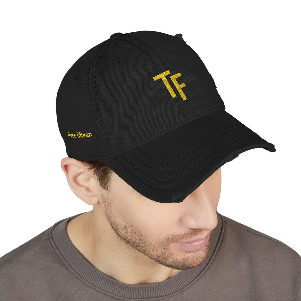 3 - Hat Distressed Embroidered TF Three Fifteen Dad Hat - Casual Chic Accessory