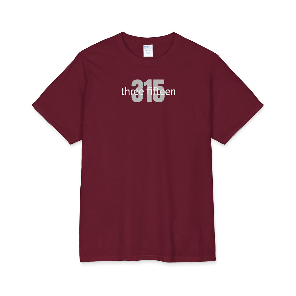 111 - Cotton Three Fifteen Bold 315 Graphic Tee — Minimal White Cotton T-Shirt