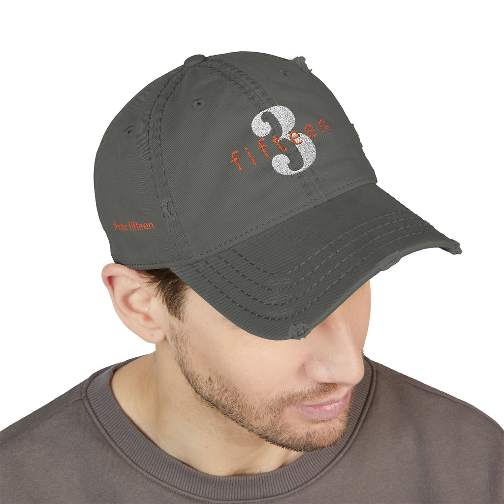 3 - 3 fifteen - Hat Distressed Embroidered TF Three Fifteen Dad Hat - Casual Chic Accessory