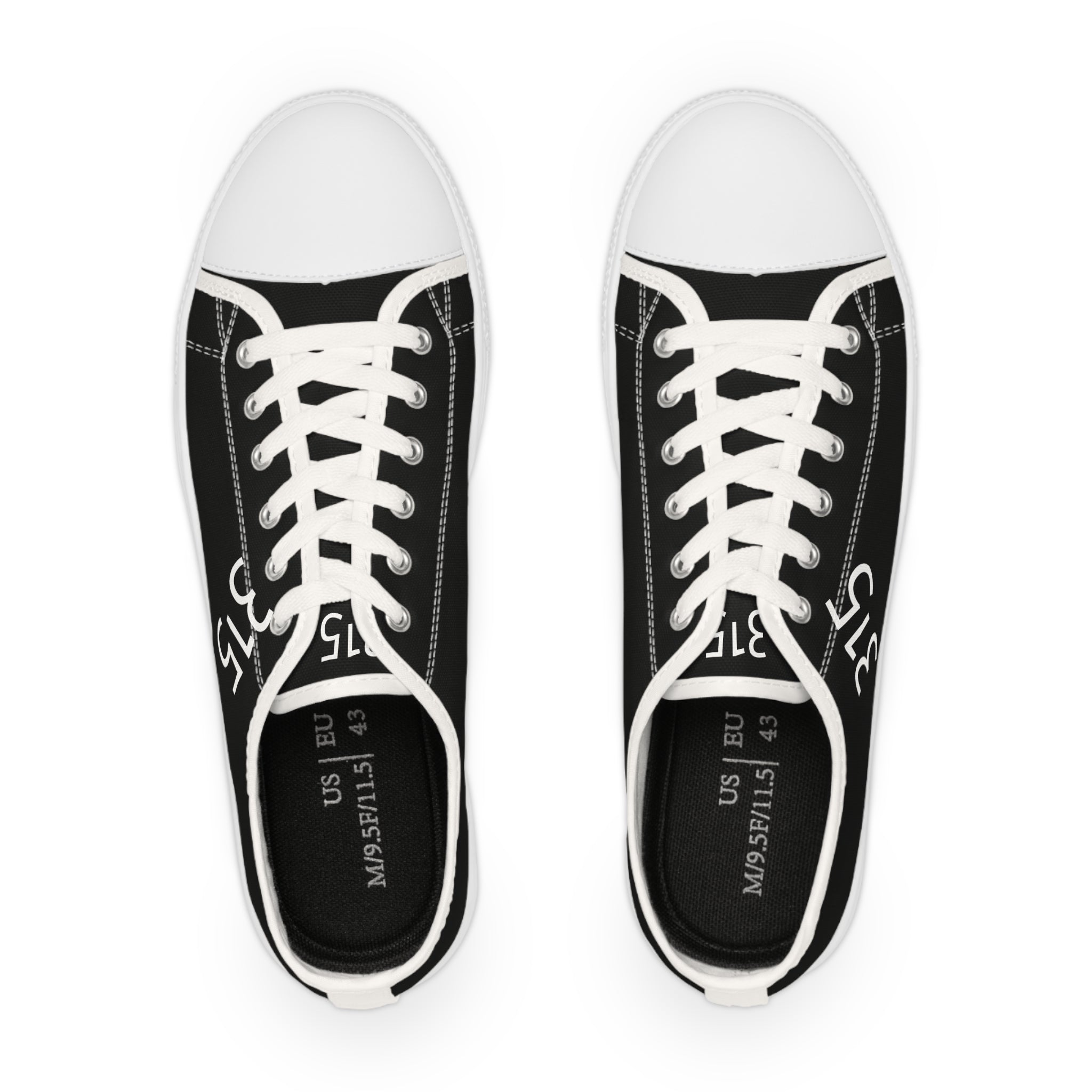 31 - Men's Low Top Sneakers — Minimal White Canvas Shoes with '315' Side Graphic