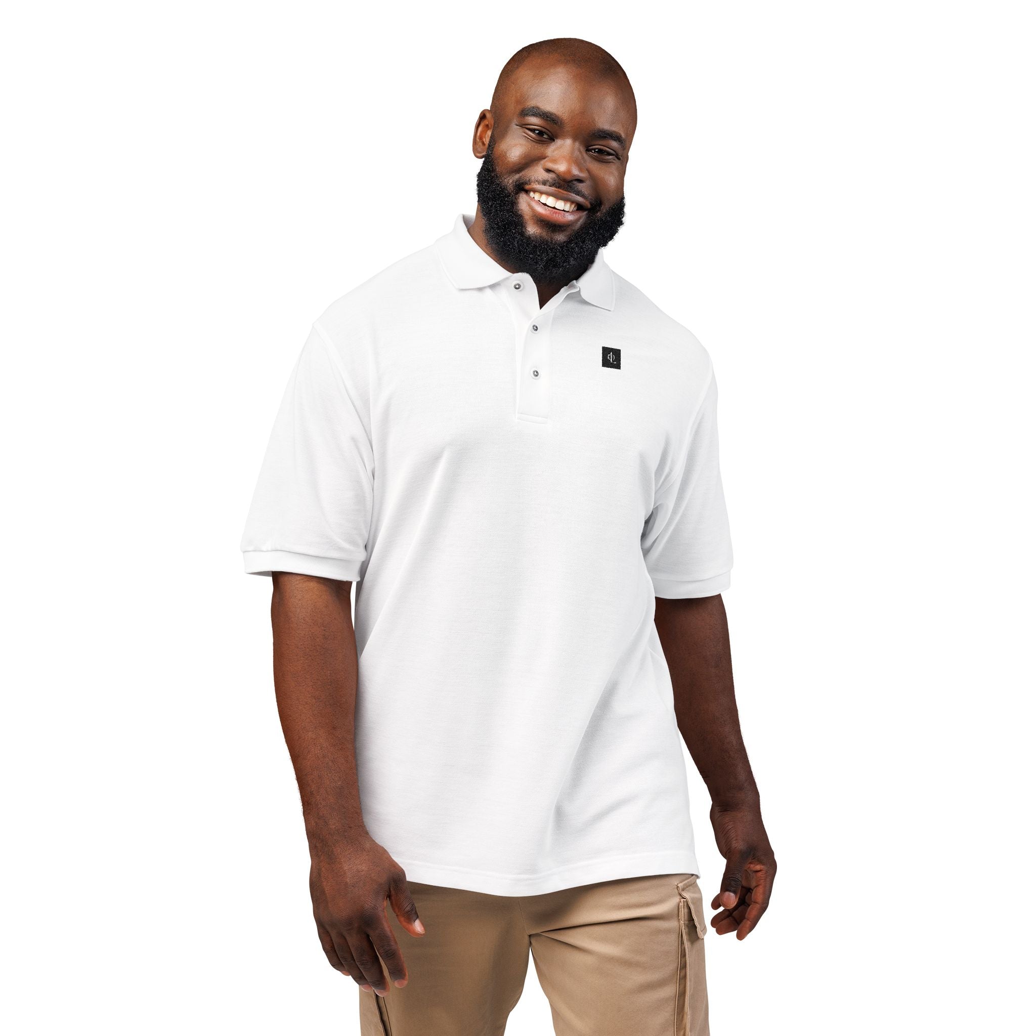 Embroidered “Outcome Leadership” Minimalist Lion Crest Polo Shirt