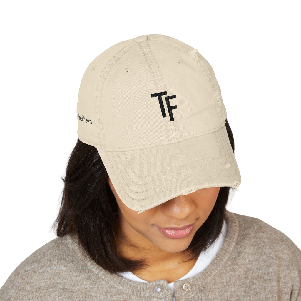 3 - Hat Distressed Embroidered TF Three Fifteen Dad Hat - Casual Chic Accessory