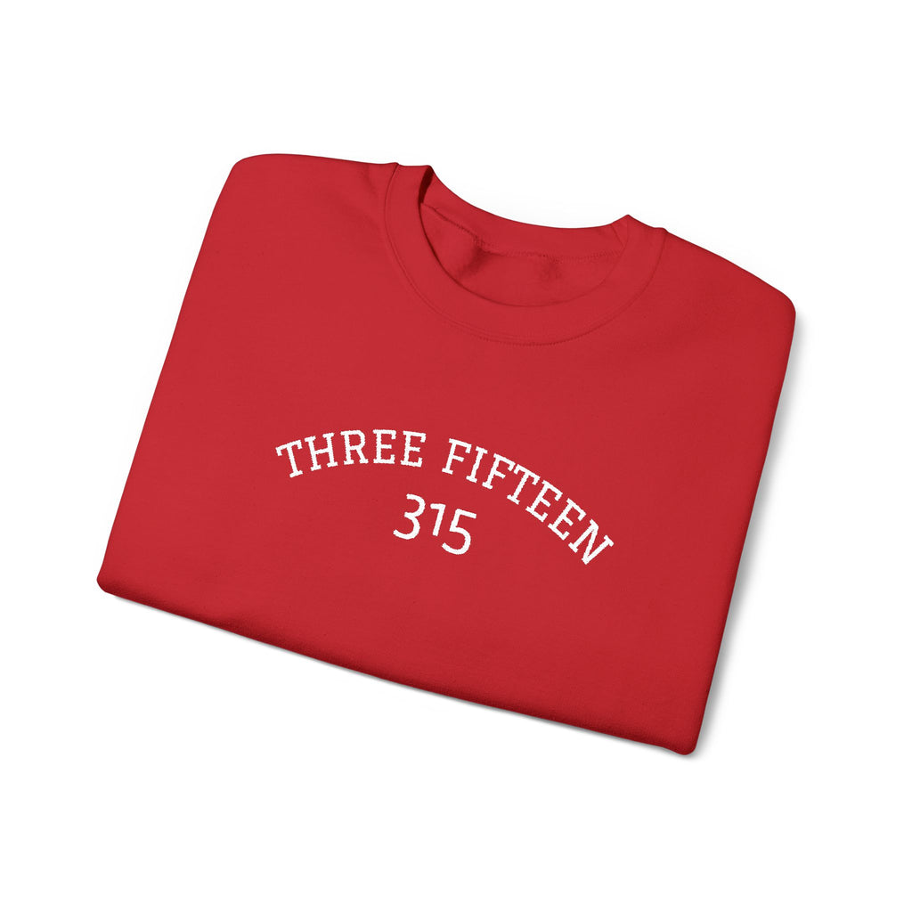 15 - Minimal '315' Embroidered Logo Crewneck Sweatshirt — White Casual Pullover