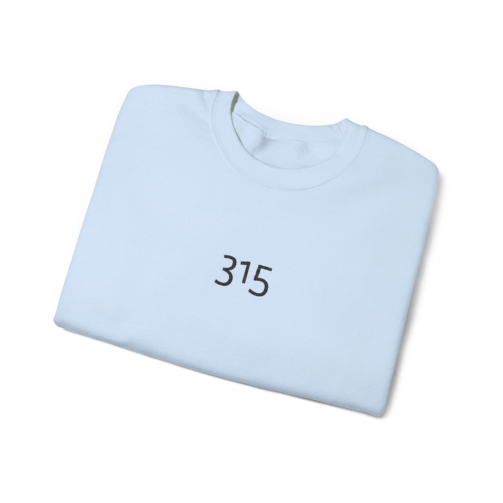 Minimal '315' Logo Crewneck Sweatshirt — White Casual Pullover