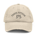 3 - Distressed Embroidered Dad Hat – "Three Fifteen 315" Vintage Baseball Cap