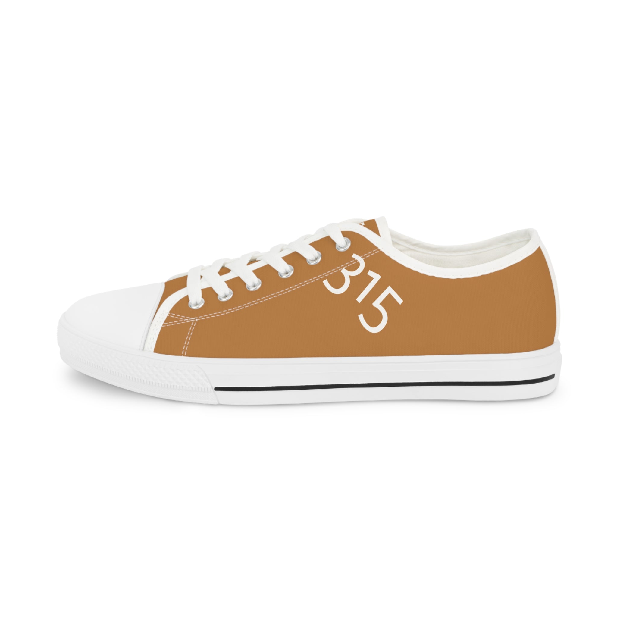 31 - Men's Low Top Sneakers — Minimal White Canvas Shoes with '315' Side Graphic