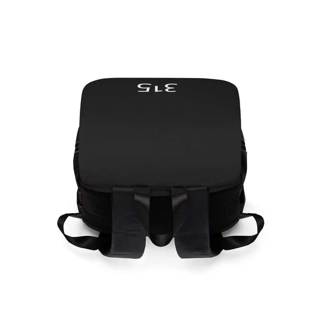 315 Number Casual Backpack — Minimalist Black Shoulder Bag