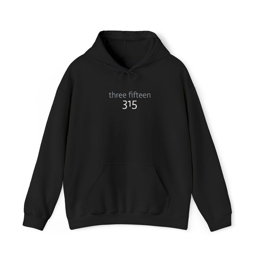 16 - 315 Three Fifteen Embroidered Hoodie — Minimalist Distressed Graphic Sweatshirt