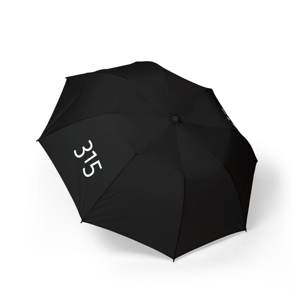 315 Compact Semi-Automatic Foldable Umbrella – Black with 315 Print