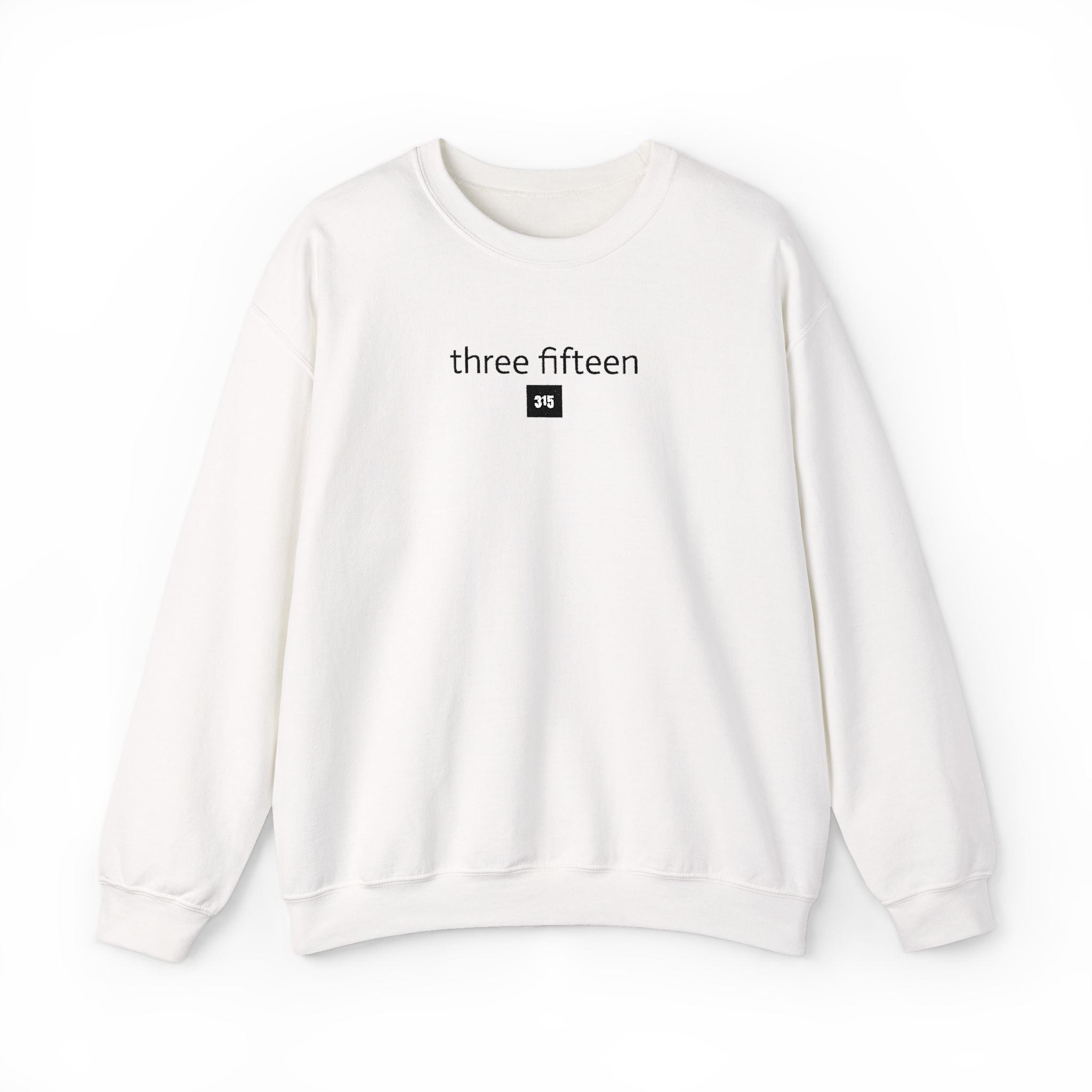 15 - Embroidered Square 315 Crewneck Sweatshirt — minimalist "three fifteen" logo pullover