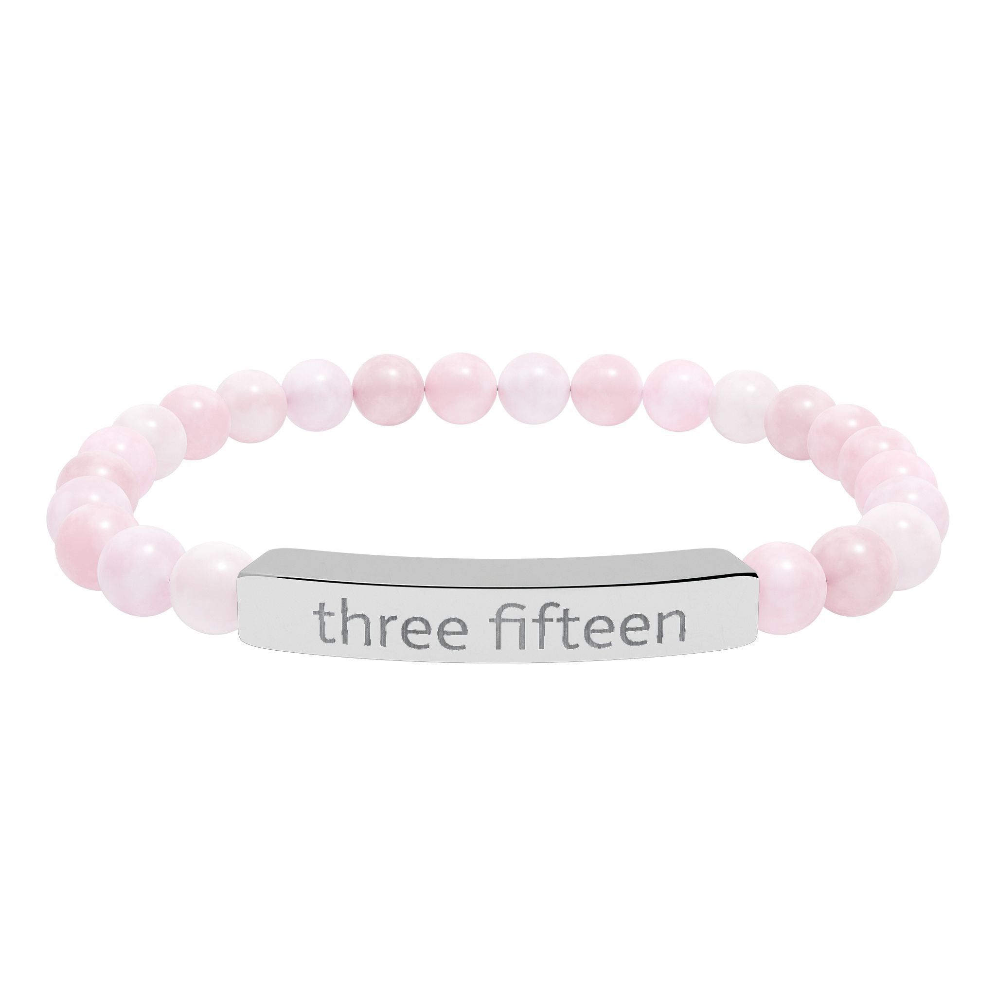 4 - Three Fifteen Engraved Natural Stone Stretch Bracelet