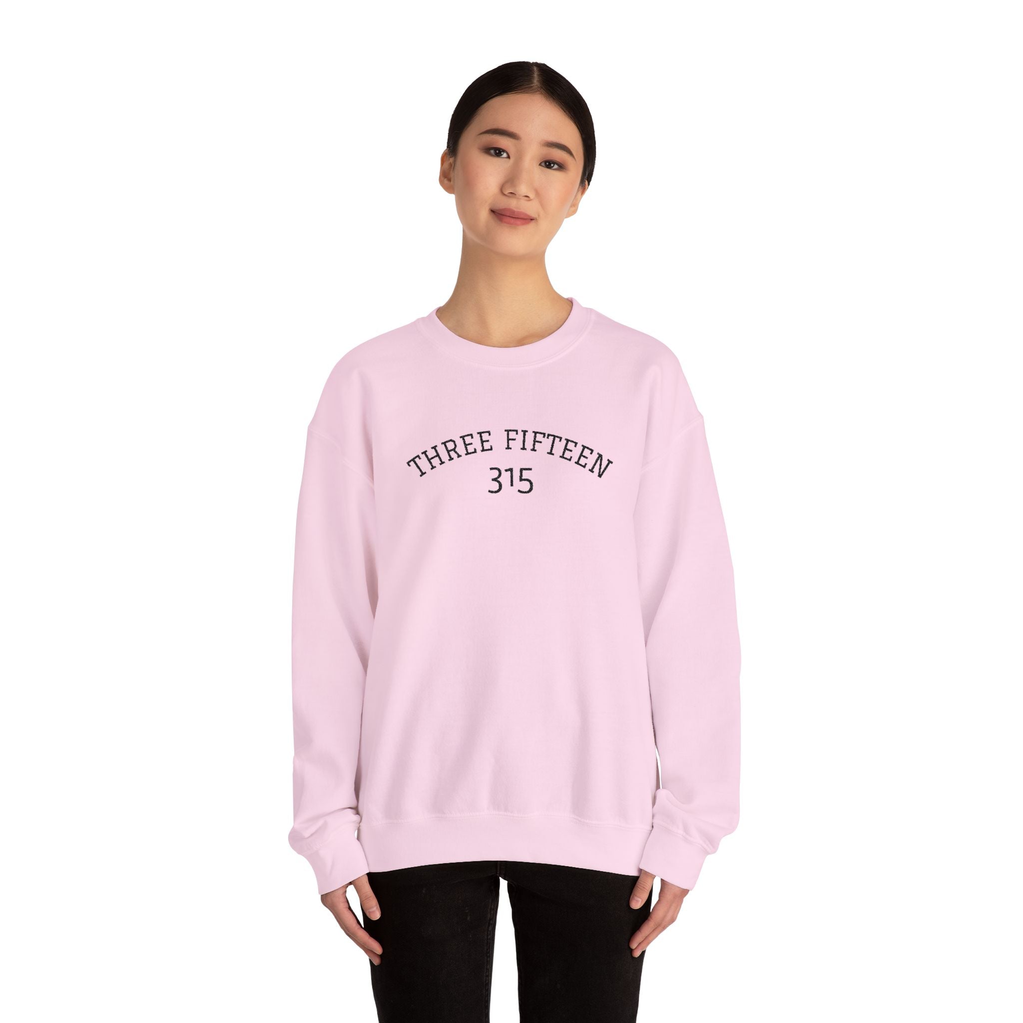 15 - Minimal '315' Embroidered Logo Crewneck Sweatshirt — White Casual Pullover