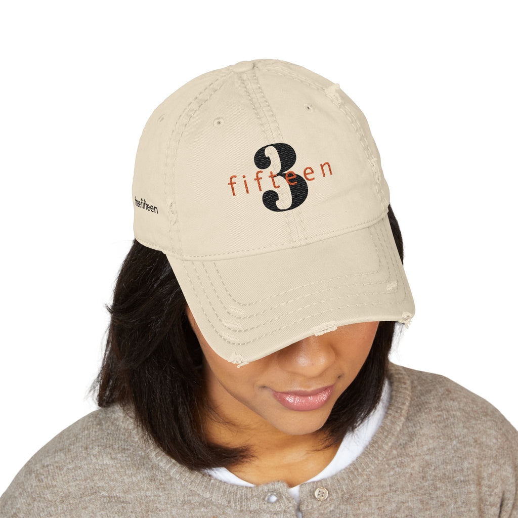 3 - 3 fifteen - Hat Distressed Embroidered TF Three Fifteen Dad Hat - Casual Chic Accessory