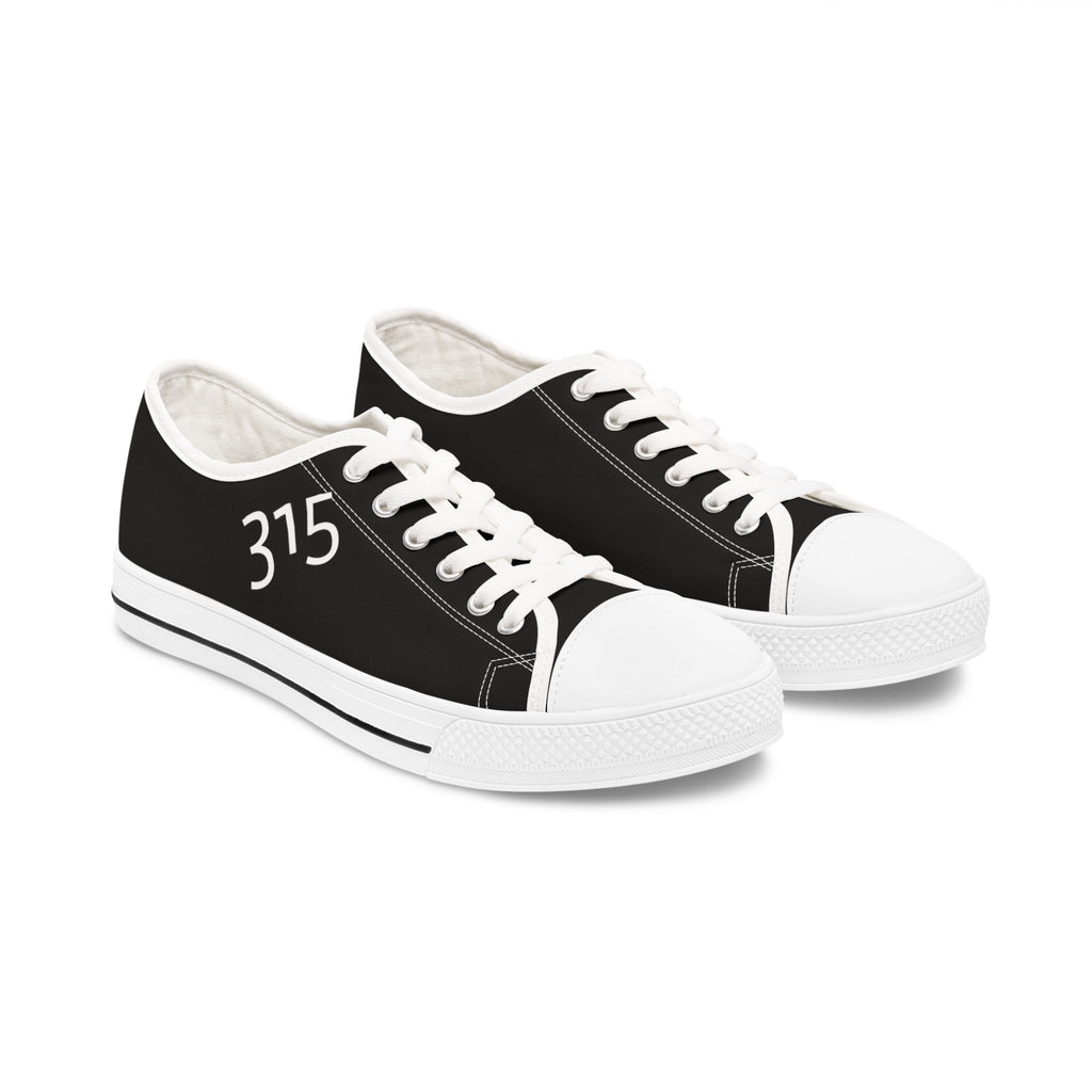 31 - Women's Low Top Sneakers — Minimal White Canvas Shoes with '315' Side Print