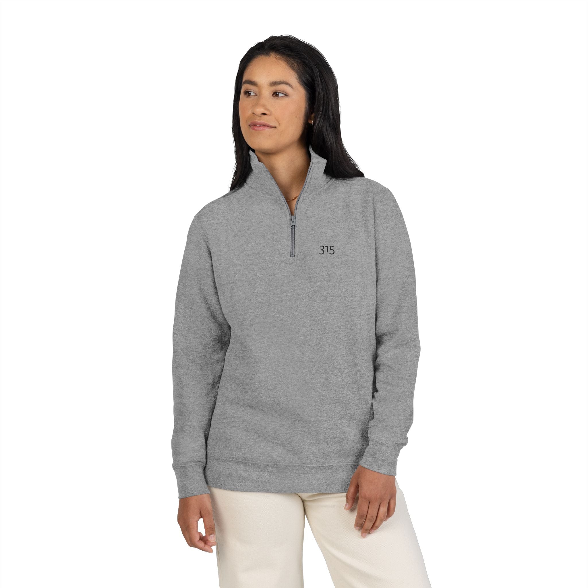 17 - TF Three Fifteen - Embroidered Hope 35 Fleece Pullover — Lightweight Quarter‑Zip Sweatshirt