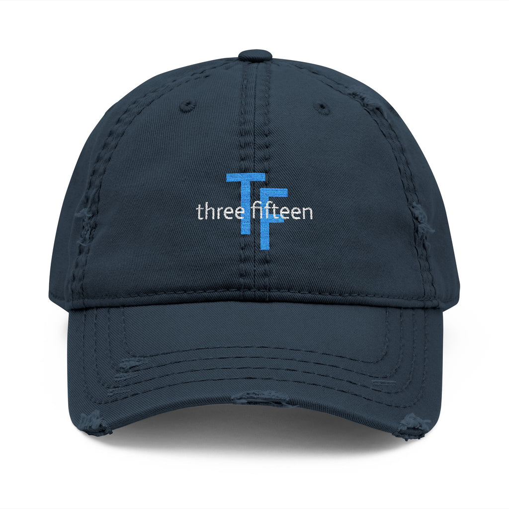 3 - Hat Distressed Embroidered TF Three Fifteen Dad Hat - Casual Chic Accessory