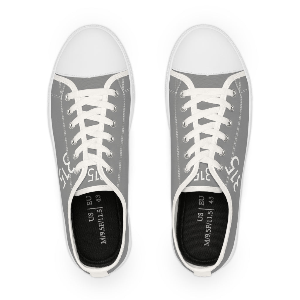 31 - Men's Gey Low Top Sneakers — Minimal Grey Canvas Shoes with '315' Side Graphic