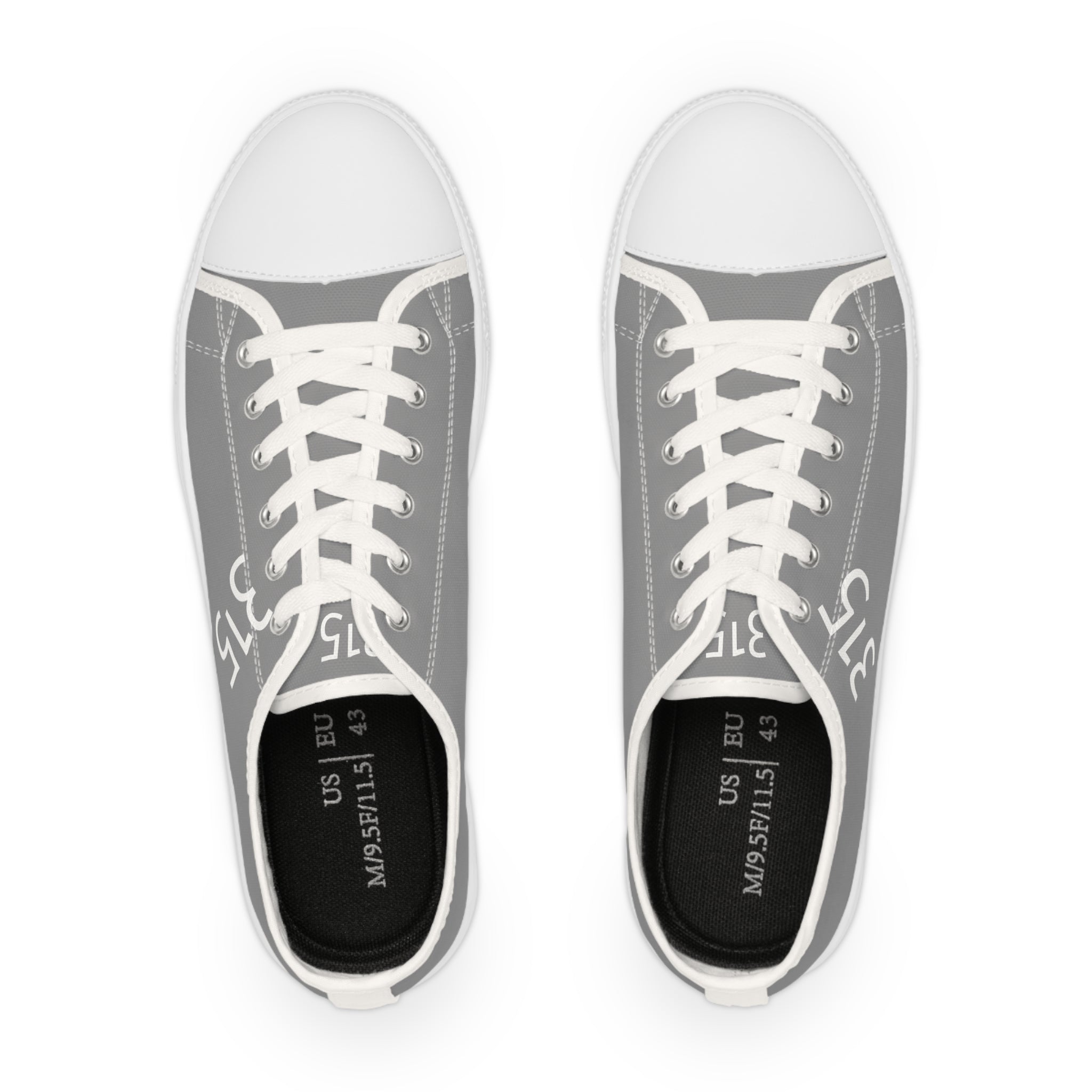 31 - Men's Gey Low Top Sneakers — Minimal Grey Canvas Shoes with '315' Side Graphic