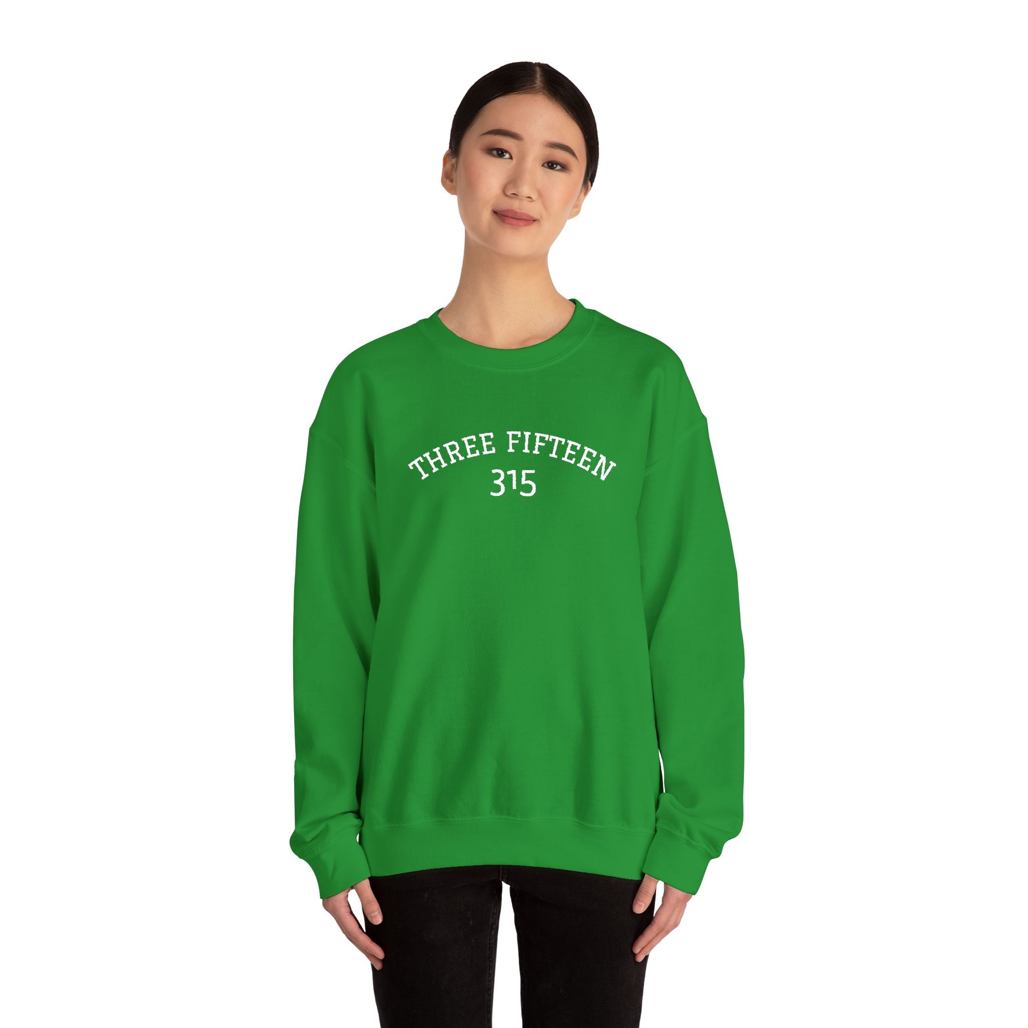 15 - Minimal '315' Embroidered Logo Crewneck Sweatshirt — White Casual Pullover