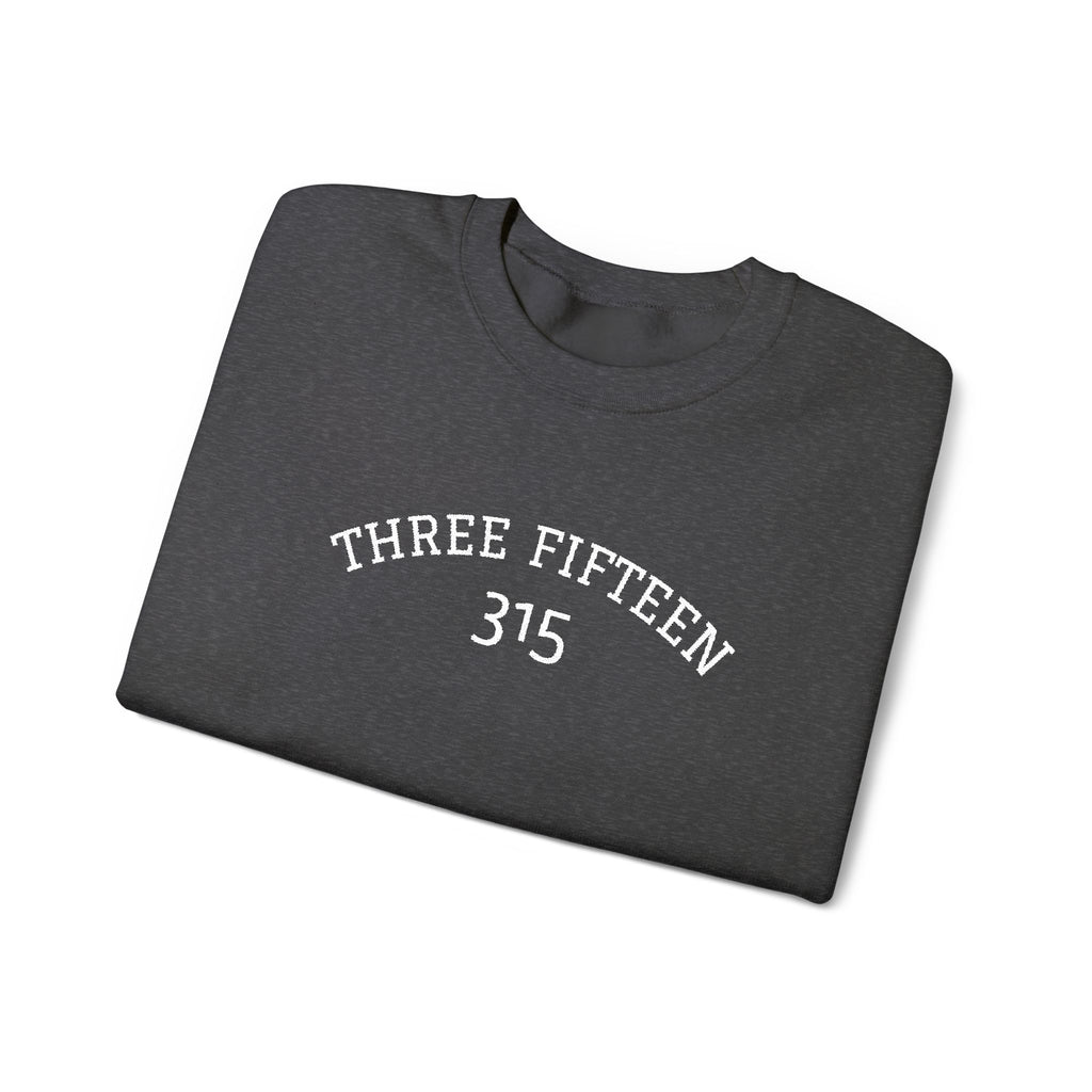 15 - Minimal '315' Embroidered Logo Crewneck Sweatshirt — White Casual Pullover