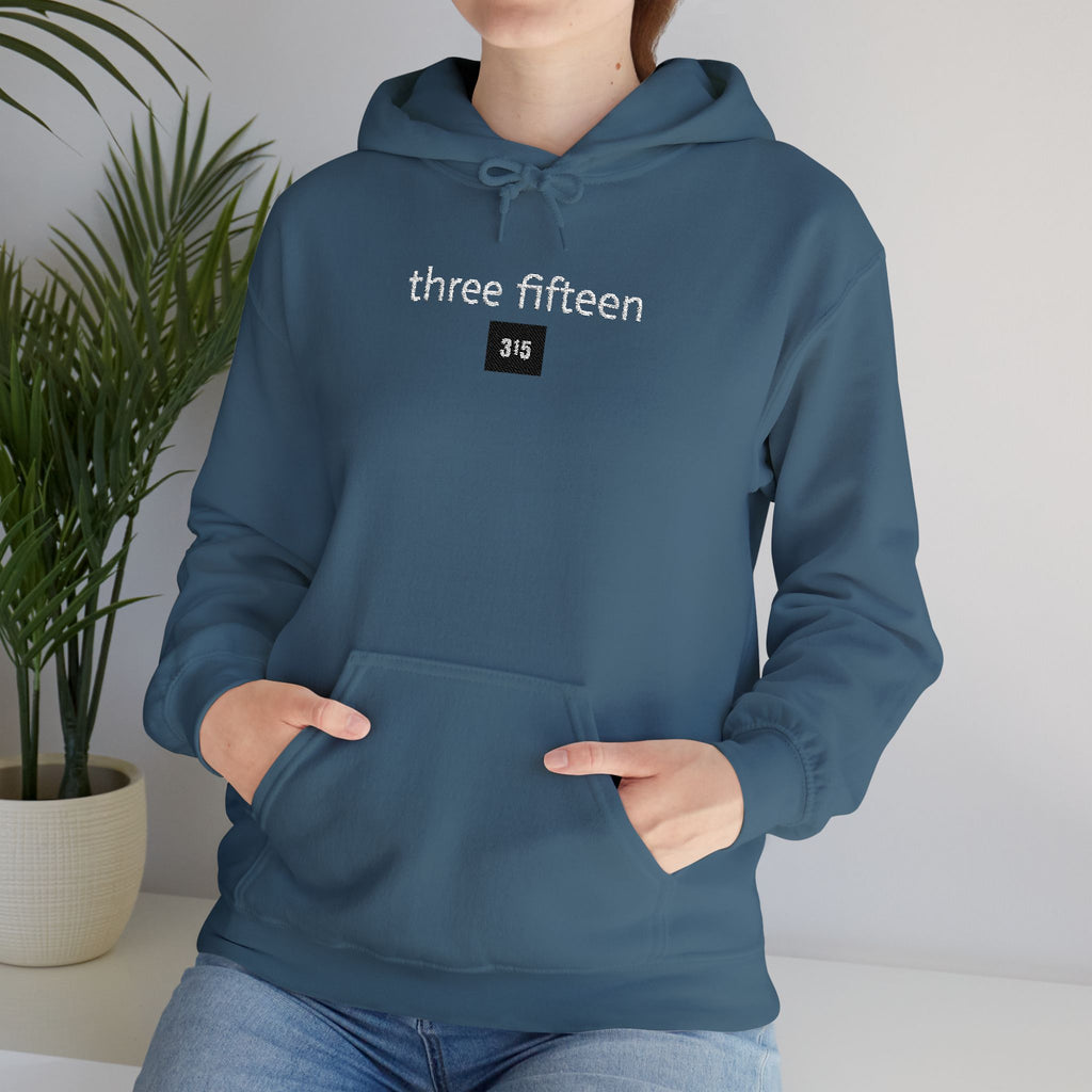 16 - 315 Square Embroidered Hoodie — Minimalist Distressed Graphic Sweatshirt
