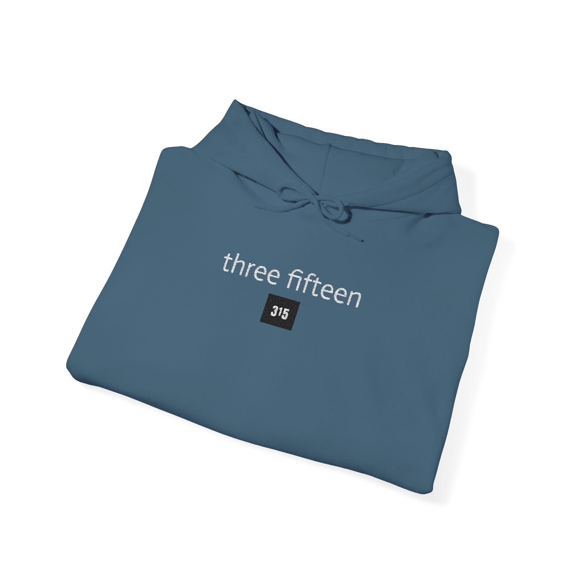 16 - 315 Square Embroidered Hoodie — Minimalist Distressed Graphic Sweatshirt