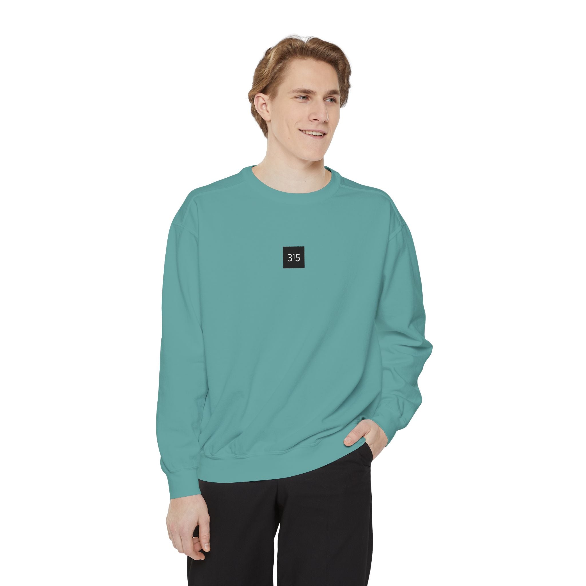 Multi Color Embroidered 315 Minimalist Logo Sweatshirt — White Crewneck Casual Pullover