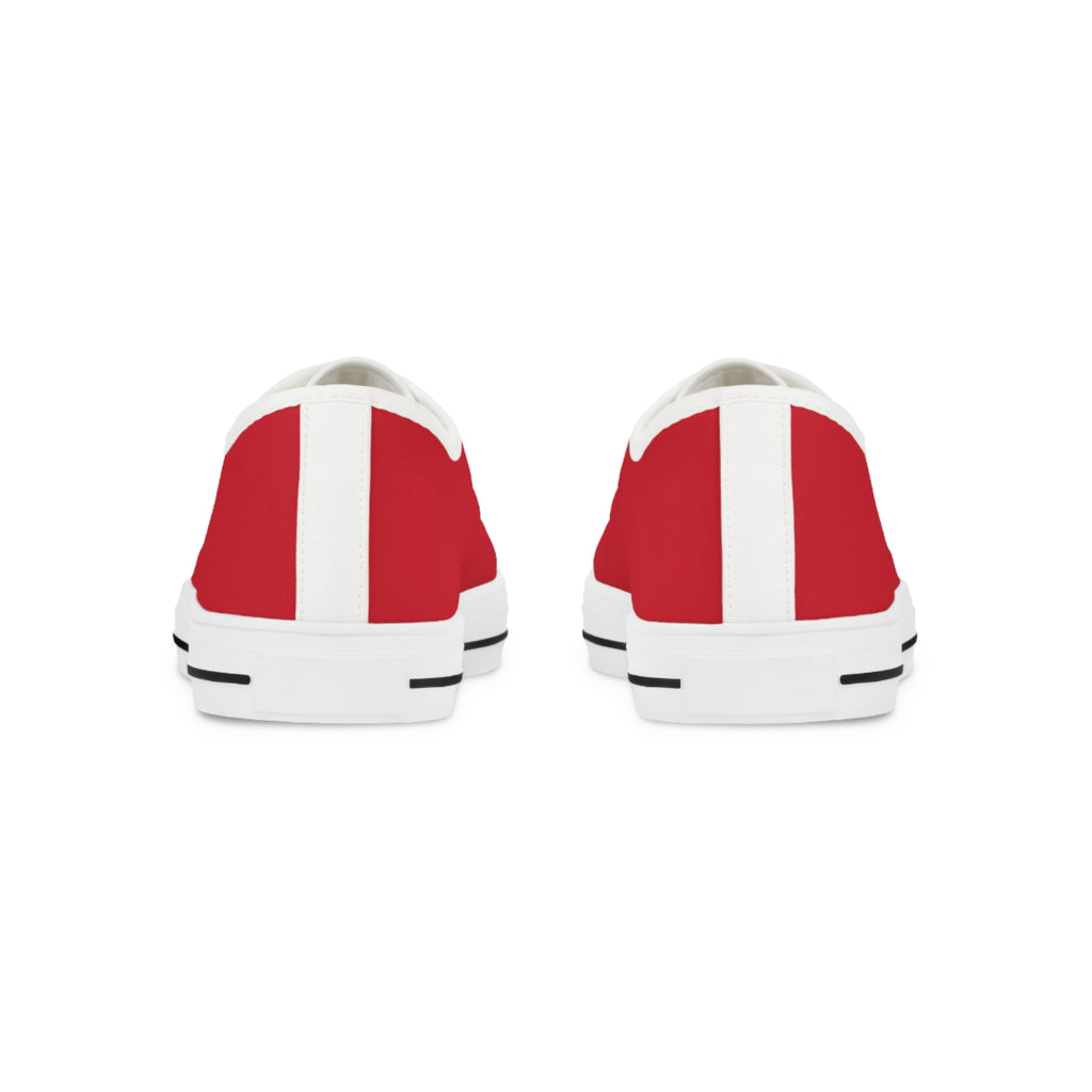 31 - Men's Red Low Top Sneakers — Minimal White Canvas Shoes with '315' Side Graphic
