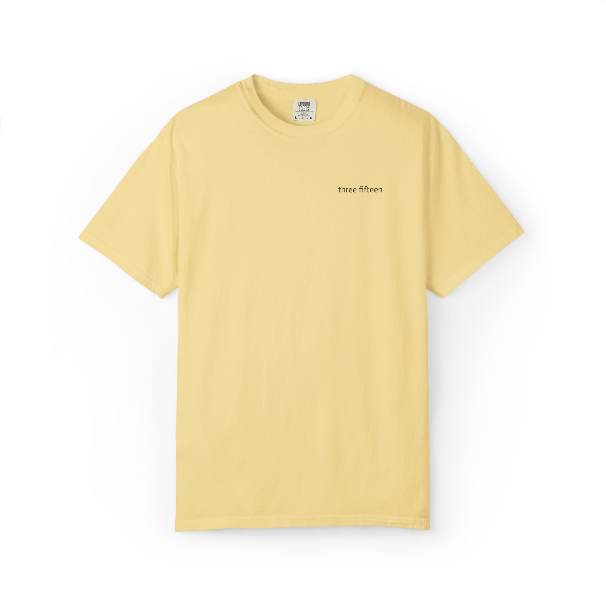 11 - Embroidered Three Fifteen Multi Color Minimalist '75' Chest Logo T-Shirt – Garment-Dyed White Casual Tee