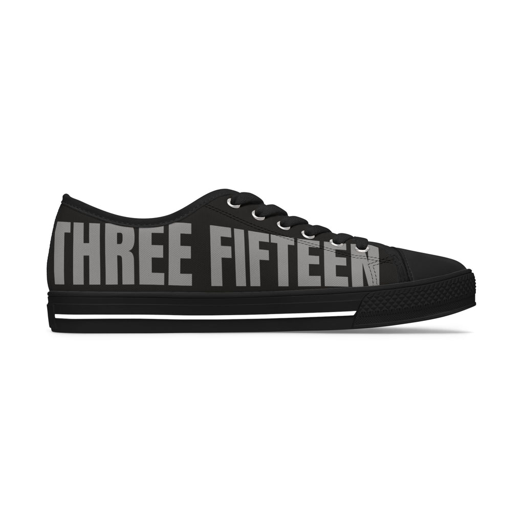 31 - Women’s Low Top Sneakers — Full Black 'Three Fifteen' Graphic Casual Canvas Shoes
