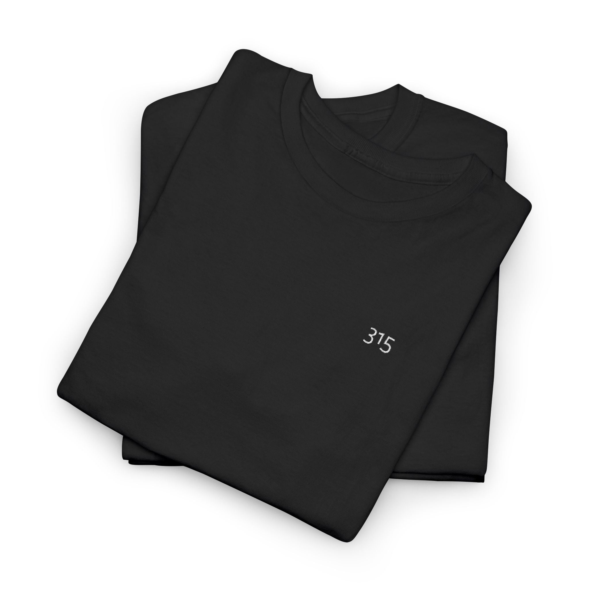 Minimal '315’ Chest Logo T‑Shirt — Black Casual Graphic Tee