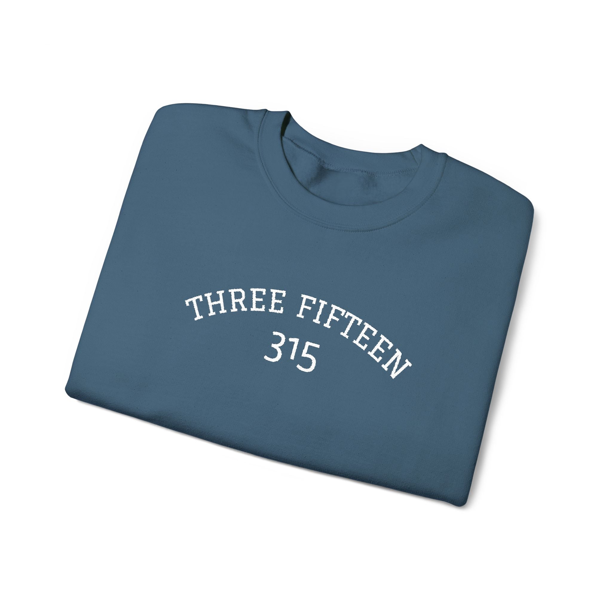 15 - Minimal '315' Embroidered Logo Crewneck Sweatshirt — White Casual Pullover
